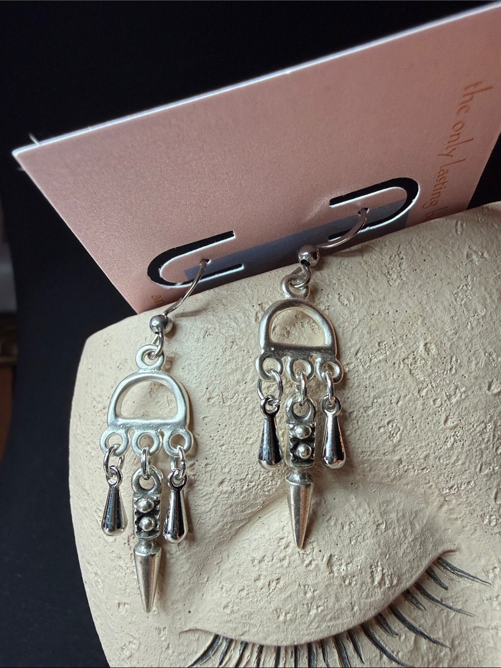 Silver Dangle Spike Earrings - Boho Charm